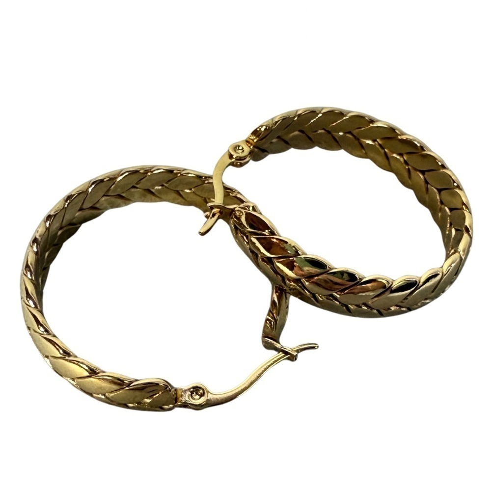Ramla Women’s 14K Gold Plated Braided Gold Hoops Brand New